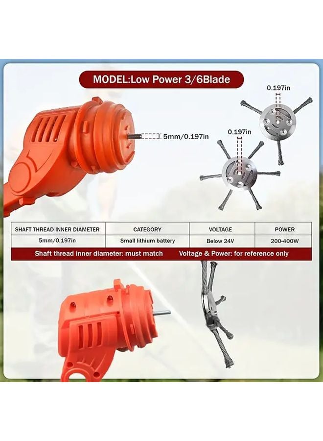 6 Tooth Steel Wire Trimmer Head 2 Pack For Low Power Lithium Battery Trimmers - Image 2